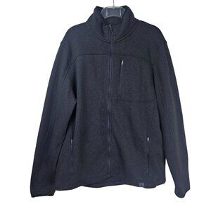 L.L. Bean Mens Fleece Fitted Jacket Black Full Zip Multiple Pockets Sz XL Tall